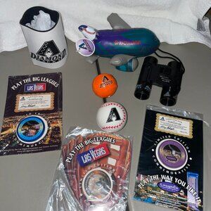 AZ Dbacks Commemorative Chips, America West airplane, binoculars, yo yo, koozie